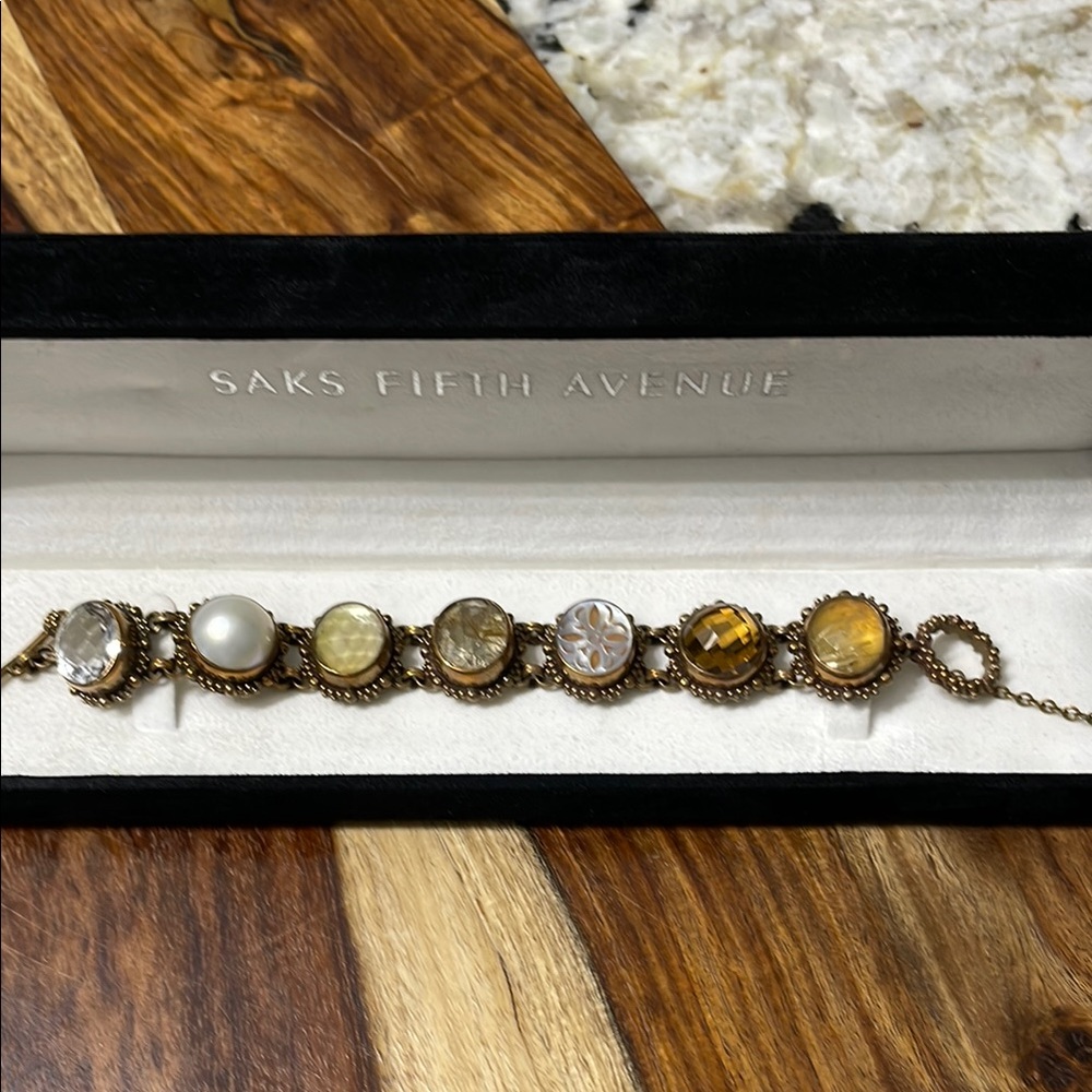 💕One of a kind Vintage Authentic Stephen Dweck precious stone bracket
